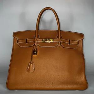 Hermés Birkin Bag 40 Cognac Brown Palladium Gold