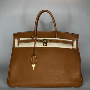 Hermés Birkin Bag 40 Cognac Brown Palladium Gold